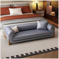 Modern Bed End Stool Leather Sofa Bench Bedroom Clothing Store Cloakroom Bedside Entryway(Gray-Blue,Medium)