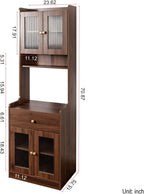White Farmhouse Kitchen Pantry Hutch Storage Cabinet, 23.62"x15.75"x70.87" Freestanding Buffet Sideboard with Microwave Stand & Drawer, Storage Cabinet for Kitchen Living Room Floor Storage