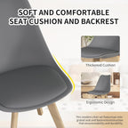 Dining Chairs Set of 4, PU Leather Kitchen Chairs,Wood Legs (Gray, 4 PC) | Mid-Century Modern, Upholstered Dining Room Chairs ,Padded Seat,Tulip Chair,Cushion, for Living room, Bedroom ,Dining Room
