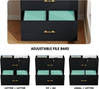 2 Drawer Lateral File Cabinet with Lock, Suitable for Letter/A4/F4/Legal Size Hanging Files,Large Wood Filing Storage Cabinets Printer Stand for Home Office,Black