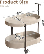 Guyii 2 Tiers Storage Rolling Cart 360 Rotating Side Table Modern End Table Living Room Table with Wheels Easy to Move for Living Room Bedroom Kichen Bathroom Pu Leather