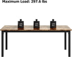79 Inch Industrial Dining Table, Large Rectangle Kitchen Table with Metal Legs, Round Corners, Wooden Conference Tables Writing Desk for Dining Room, Living Room, Retro Brown