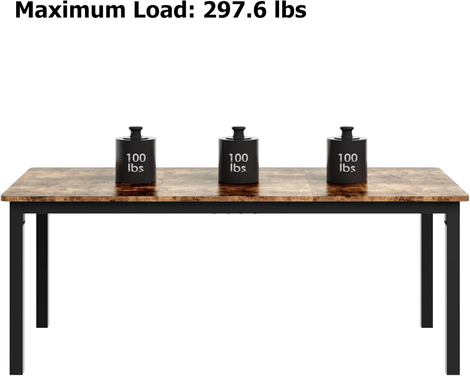 79 Inch Industrial Dining Table, Large Rectangle Kitchen Table with Metal Legs, Round Corners, Wooden Conference Tables Writing Desk for Dining Room, Living Room, Retro Brown