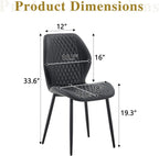 Dining Chairs Set of 4, Modern Upholstered Kitchen Chairs with Curved Back, Diamond Stitching, Padded Cushion Seat and Metal Legs, Comfy Side Accent Chairs for Dining Room, Kitchen, Black