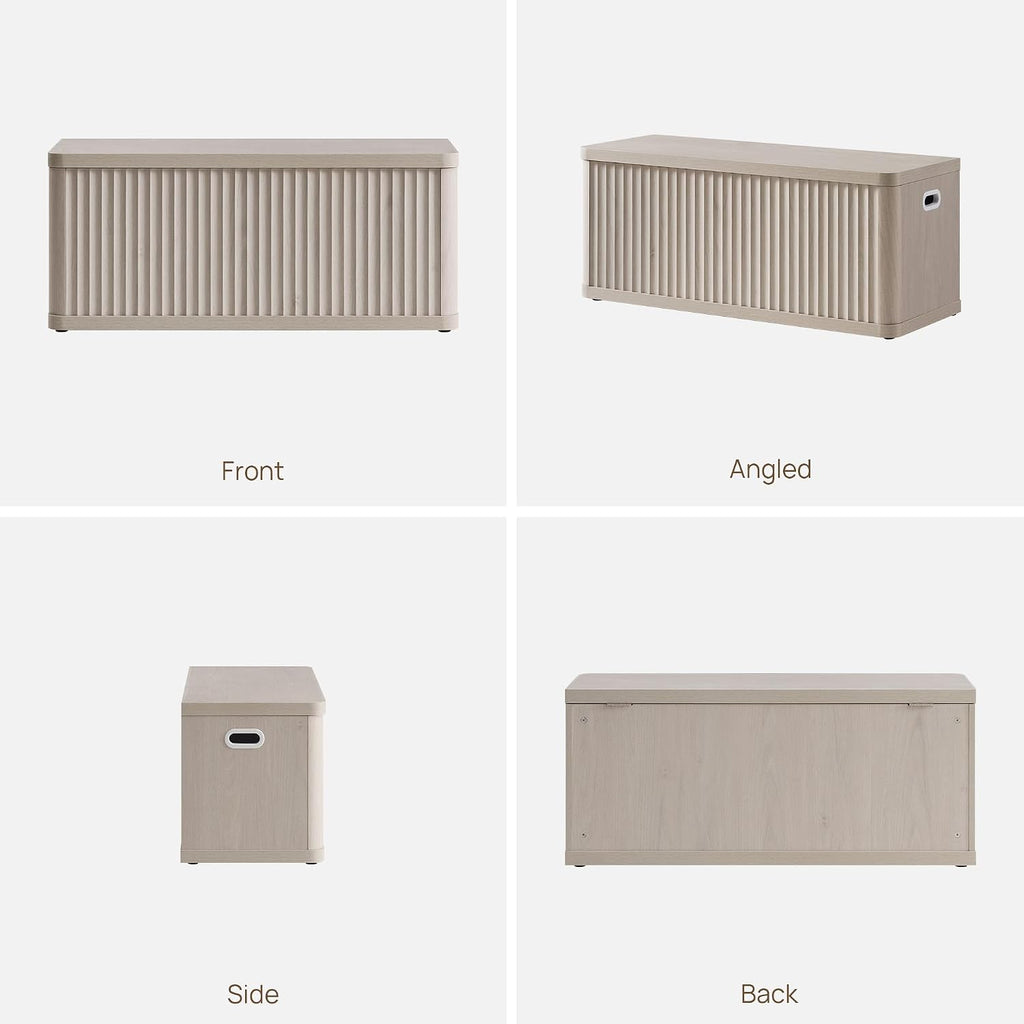 SICOTAS Storage Bench 40.2" Wide Shoe Bench with Lift Top Large Wooden Storage Chest Trunk Modern Blanket Chest with 2 Safety Hinges & Seating for Bedroom Entryway Living Room Hallway