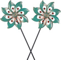 VEWOGARDEN 2PCS Garden Wind Spinners Metal Outdoor Wind Spinner Waterproof Wind Sculptures & Spinners Green Kinetic Wind Spinner for Yard Lawn Decor