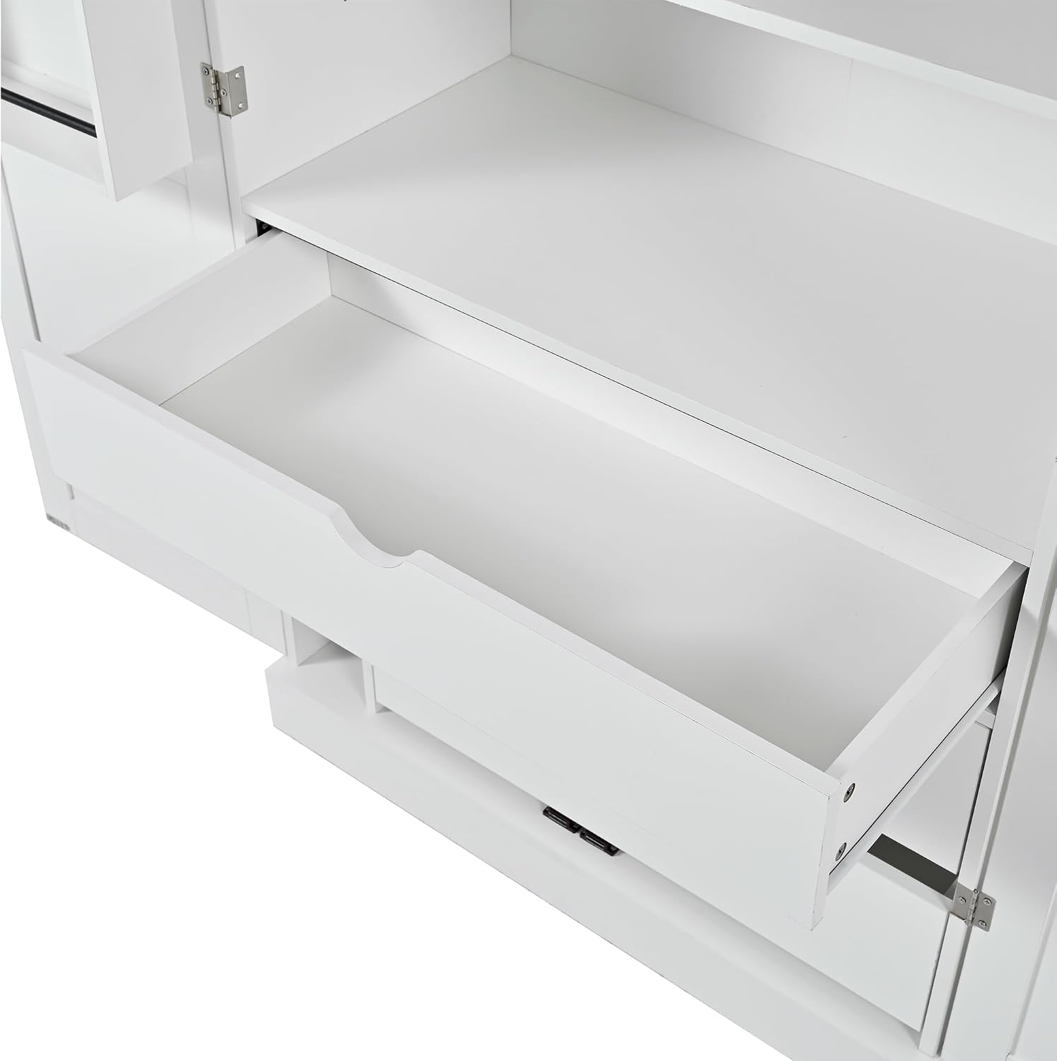 77'' Tall Freestanding Kitchen Pantry Storage Cabinet, Wooden Kitchen Organizers Cupboard with Adjustable Shelves, Door Shelves, 3 Drawers and Wine Racks for Dining Room Living Room (White-1.27)