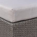 Great Deal Furniture Noble House Santa Rosa 16" Grey Wicker Ottoman Seat w/Silver Cushion (Set of 2)