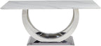 SSLine Modern White Marble Dining Table for 6,Luxury 69" Faux Marble Kitchen Table for 4 6 8, Rectangle Dining Room Table with Silver Stainless Steel U-Shape Base(1 Table Only)