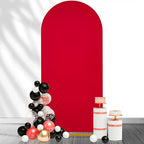 SoarDream Red Wedding Arch Backdrop Cover 6.6FT Spandex Fitted Red Wedding Arch Covers Round Top Chiara Arches Backdrop Cover Fabric for Birthday Balloon Party Decoration
