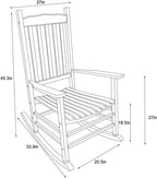 A001WT White Wood Porch Rocker/Outdoor Rocking Chair - Easy to Assemble - Comfortable Size - Outdoor or Indoor Use