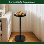 Solid Wood Pedestal Side Table Black Color, Drink Pedestal, End Corner Table Small Round Martini Table