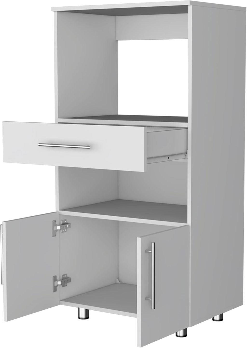 FM FURNITURE Corsica Pantry Cabinet Microwave Stand, Multi-Function with Drawer,White