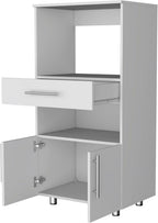FM FURNITURE Corsica Pantry Cabinet Microwave Stand, Multi-Function with Drawer,White