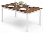 Giantex Dining Table for 4-6, 60" Rectangular Kitchen Table with Solid Rubber Wood Legs, Farmhouse Wooden Dinner Table for Dinette, Home Office, Living Room (Brown)