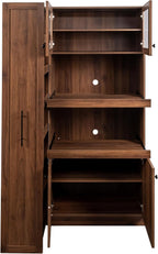 Jmyab 70.87" Kitchen Pantry Cabinet, Kitchen Pantry Cabinet with Storage Shelves, Farmhouse Storage with 4 Doors, Tall Organizers for Living Room Dining Room, Walnut
