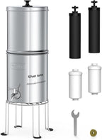 Waterdrop Upgrade Gravity-fed Water Filter System, with Silver Ions Enhanced Filtration, Reduces Fluoride and up to 99% of Chlorine, with 4 Filters and Metal Spigot, 2.25G