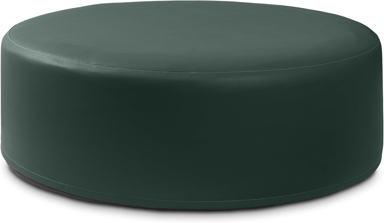 Jaxx Candler Round Couch Ottoman – Oversized Giant Coffee Table Ottoman - Versatile Firm Foam Construction - Kid Safe with Removable Cover, 44”, Premium Faux Leather, Hunter Green