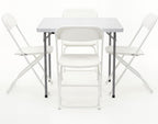 BTEXPERT 5 Piece Folding Card Table Portable and Chair Set, 34" Square Foldable Table 4 Adult Chairs for Board Games Party Home Indoor Outdoor Lightweight White Plastic