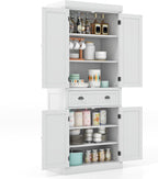 Giantex Pantry Organizers and Storage, 72" Tall Kitchen Cabinet with 2-Door Cabinets & Drawer, Buffet Sideboard w/Adjustable Shelves, Wooden Freestanding Cupboard for Dining Room Living Room (White)