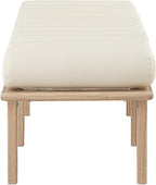 Meridian Furniture 22007Cream Landon Collection Art Deco Bench with Soft Vintage Cream Vegan Leather and Solid Wood with Natural Oak Finish, 60.5" W x 19.5" D x 18.5" H, Cream