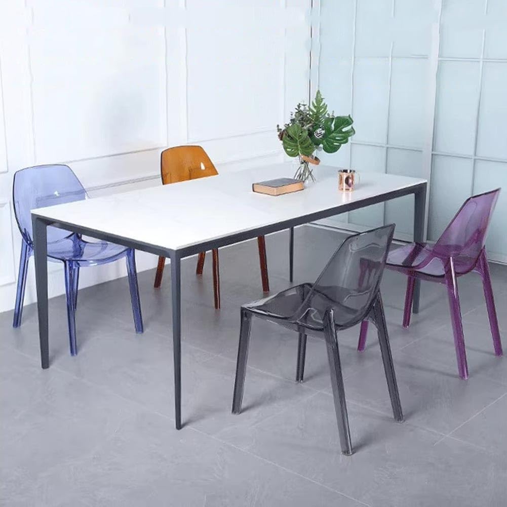 Etlegor Transparent Acrylic Dinning Chairs, Curved Backrest Kitchen Chairs Ladies Dressing Stool for Home Office, Cafe, and Wedding Events(Clear Blue)