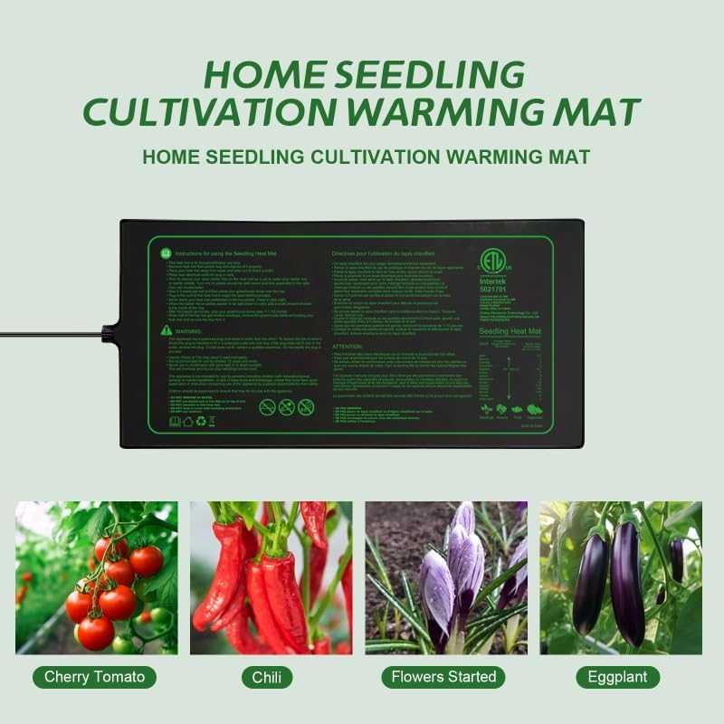 Upgrade Version 2PK Seedling Heat Mat with ETL Listed,Warm Hydroponic Heating Pad for Seed Starting,Indoor Gardening,Brewing and Greenhouses,Durable Waterproof Black Plant Heat Mat