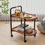 2-Tier Side Table with Handle and Faux Marble Shelves, Couch Movable Bedside Table, Utility Cart Serving Cart with Wheels, Utility Snack Storage Organizer Serving Cart for Home Kitchen,White