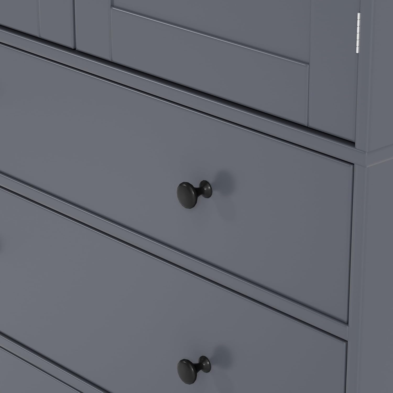 77inch Farmhouse Kitchen Pantry, Freestanding Tall Cupboard Storage Cabinet with 3 Adjustable Shelves, 8 Door Shelves, 3 Drawers for Kitchen, Dining Room, Gray