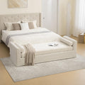 88.58" Chenille End of Bed Bench Chaise Lounge, Upholstered Bedroom Bench with Armrests & Bolster Pillows, PVC Legs for Living Room Entryway Apartment Dorm (88.58", Beige)