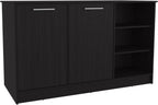 Kitchen Island with Three Open Shelves and Two Cabinets | Spacious countertop and concealed storage for efficient kitchen use