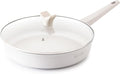 THE ROCK SOHO 11-Inch Non Stick Frying Pan with Lid–Nothing Sticks, Never Warps, Lasts Longer, Ceramic Non Toxic Skillet with Heat-Resistant Handle, PTFE PFOA&PFAS Free, Oven & Dishwasher Safe, Cream