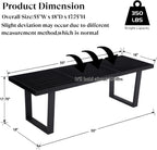 Wooden Dining Bench 55”Industrial Entryway Bench, Modern End of Bed Bench for Bedroom/Hallway, Black Solid Wood Bench with W/Metal Legs for Dining Room/Living Room, Kitchen