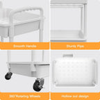3 Tier Rolling Utility Cart with Handle,REBECAT Utility Cart Made of Multifunctional Storage Organizer Tool for Kitchen,Bathroom,Living Room,Office(White)