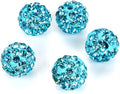 50pcs Adabele Grade A Suncatcher Crystal Rhinestone Pave Loose Beads 12mm Aquamarine Blue Polymer Clay Disco Ball Spacers Compatible with Shamballa All Craft Jewelry Making DB12-10