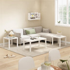 Pemberly Row 3-Piece Living Room Table Set, Includes Coffee Table & 2 Side Tables, Durable Engineered Wood, White Finish, Thick Tabletops, Modern Design, Sturdy Furniture for Living Room or Office