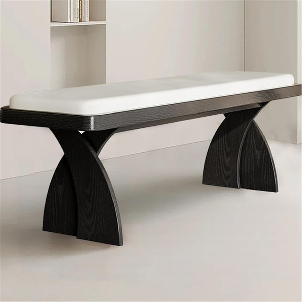 Modern Retro Wooden Long Bench at The Foot of The Bed in The Bedroom Dressing Room or Home for Changing Shoes Entryway(XS)