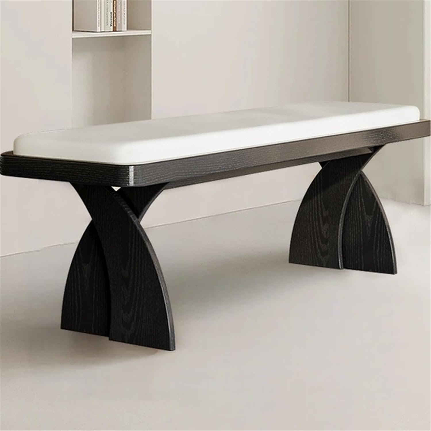 Modern Retro Wooden Long Bench at The Foot of The Bed in The Bedroom Dressing Room or Home for Changing Shoes Entryway(Large)
