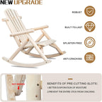 Outvita Wooden Rocking Chair Set of 2 for Garden Patio(Natural Finish) | Fir Log Adirondack Rocker, Outdoor Wood Accent Furniture Lounge Chairs Backyard Porch