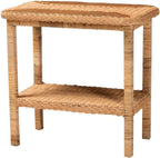bali & pari Minahasa Bohemian Light Honey Braided Rattan Side Table