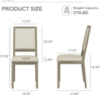 COLAMY Upholstered Wood Dining Chairs Set of 2, Kitchen Dining Chairs with Back, 19 Inch Fabric Farmhouse Dining Room Side Chairs with Wooden Legs for Kitchen Dining Living Room Courtyard, Grey