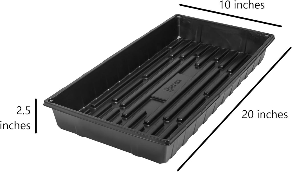 SUNPACK 10" x 20" Extra Strength Plastic Seed Starting Tray, Black, 2.5" - No Drainage Holes, Ideal for Greenhouses or Indoor Gardening - Made of BPA-Free Plastic