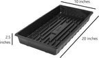 SUNPACK 10" x 20" Extra Strength Plastic Seed Starting Tray, Black, 2.5" - No Drainage Holes, Ideal for Greenhouses or Indoor Gardening - Made of BPA-Free Plastic