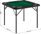 Flash Furniture 34.5" Black Folding Card Game Table | 4-Player, Cup Holders, Green Playing Surface, Portable