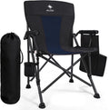 XL Premium Camping Chair - 400lb Capacity, Oversized 23.7" Wide Seat, Heavy Duty 600D Oxford Fabric, Padded Camping Chair Portable for Outdoor, Beach, Tailgate Parties Black/Blue