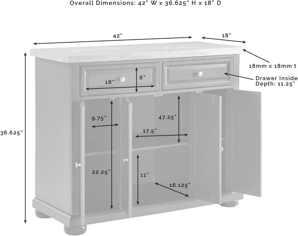 HomeStock Renaissance Rhapsody Kitchen Island with Durable Top and Optional Casters - Island/Cart, Versatile Storage Kitchen Island, Elegant Kitchen Cart Navy