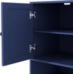 Polibi Freestanding Pantry Cabinet with Hutch & 7-Tier Pull-Out Side Cabinet, Door Shelves and Drawer, P2 MDF, Anti-Tip Safety, 52.8x17.7x70inch (Blue)