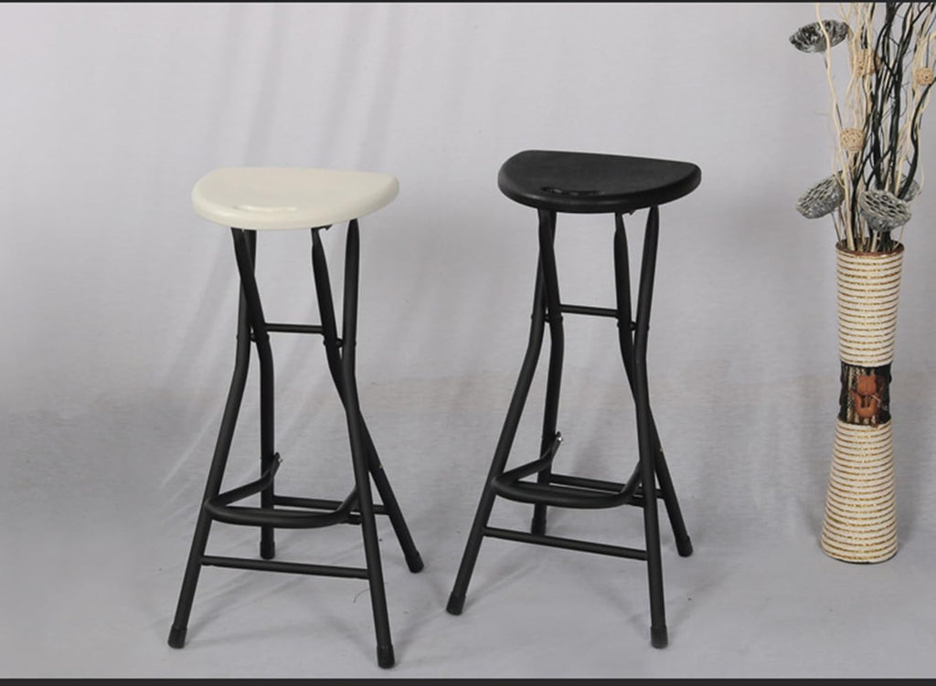 28 inch Black Bar Stool,Portable Stool for Adults Foldable Stools with Handle,Collapsible Heart-Shaped Folding Counter Height Stools Chair for Camping Kitchen,Loads 250 Lbs,1 Pack