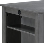 Modern Gray Finish Counter Height Dining Table with USB Ports and Shelves Perfect for Compact Homes