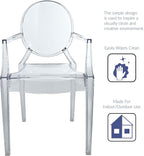 Modway Casper Modern Acrylic Stacking Kitchen and Dining Room Arm Chair in Clear - Fully Assembled